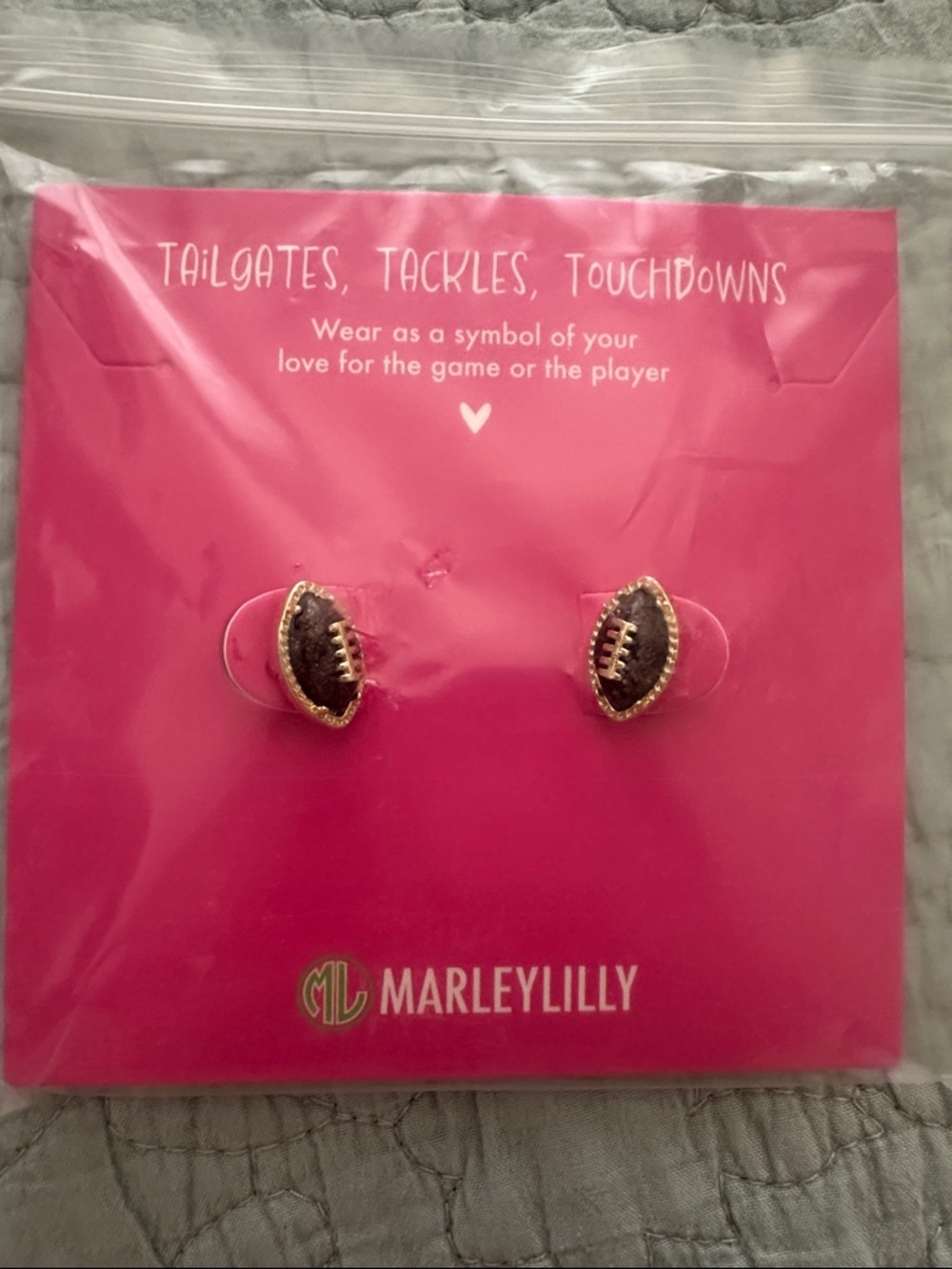 Marleylilly Pink Football Stud Earrings